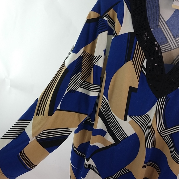 Alfred Dunner 1X Beaded Lapis Gold Top Plus - Picture 5 of 6